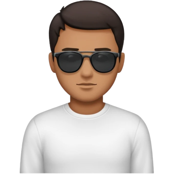 Парень в белом лонгсливе и черных очках с короткой стрижкой на бок темные волосы emoji