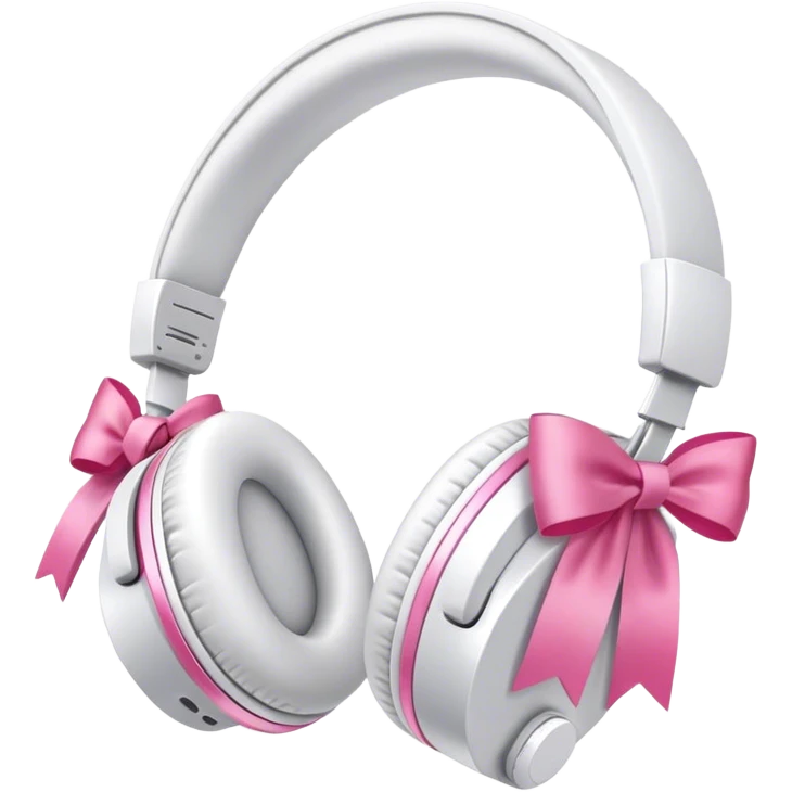 White headphones with pink bow emoji