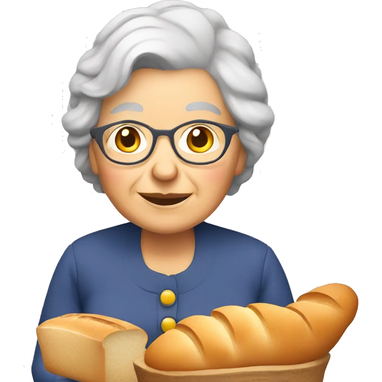 Granny with candle, bread and wheat emoji