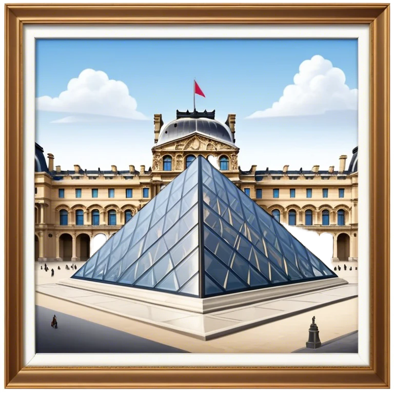 Cinematic Realistic Louvre Museum Landmark Emoji, depicted with the historic museum facade and glass pyramid rendered with lifelike detail and elegant, ambient lighting. emoji
