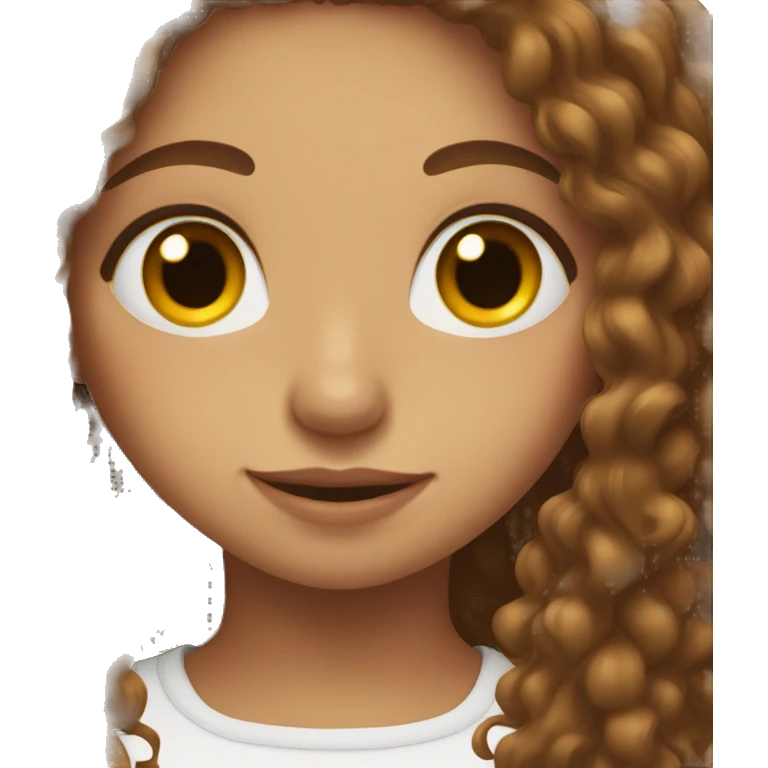 girl with brown eyes and long bro curly hairs emoji