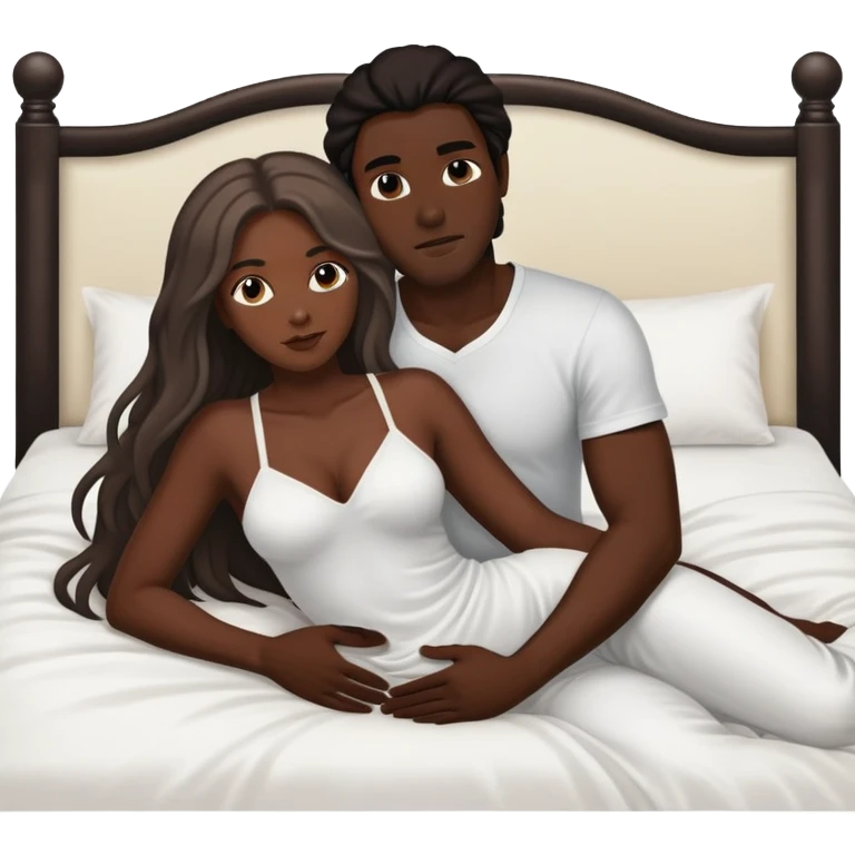 A straddling negro in bed with a white hottie  emoji