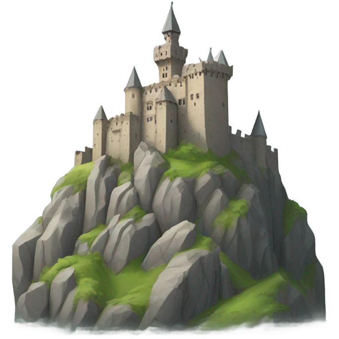 Misty mountain with a castle emoji