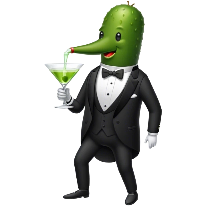Pickle drinking a martini emoji