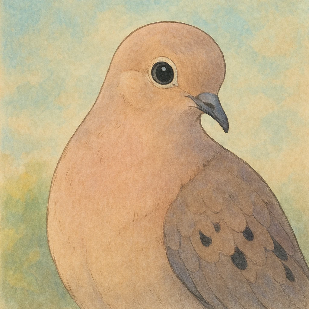 mourning dove, gentle, soft pastel colors emoji