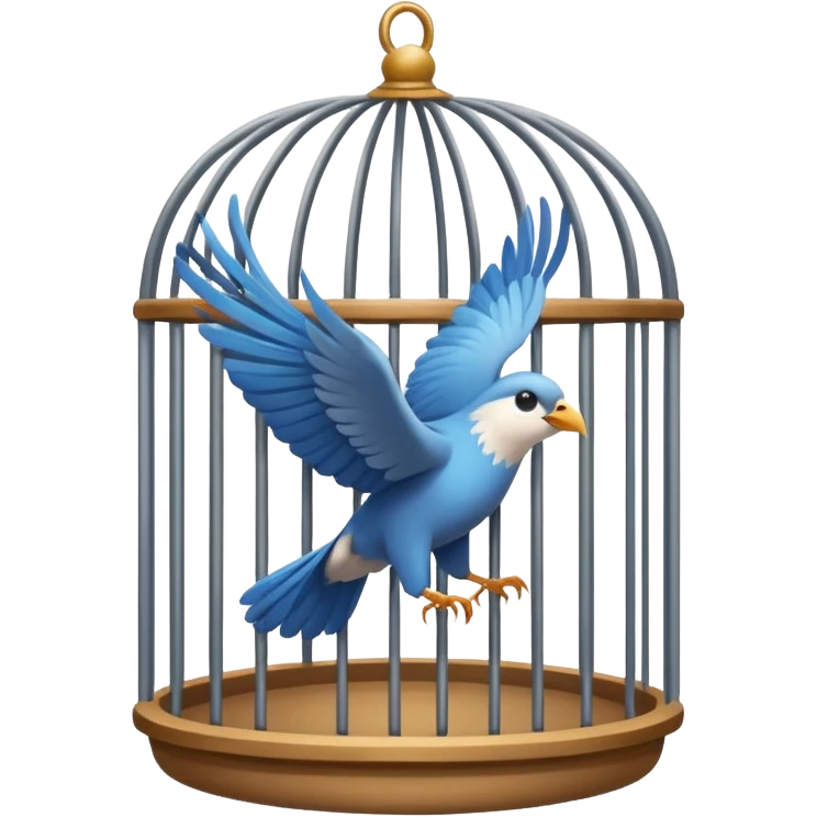 a bird flying out of an open cage, symbolizing autonomy emoji