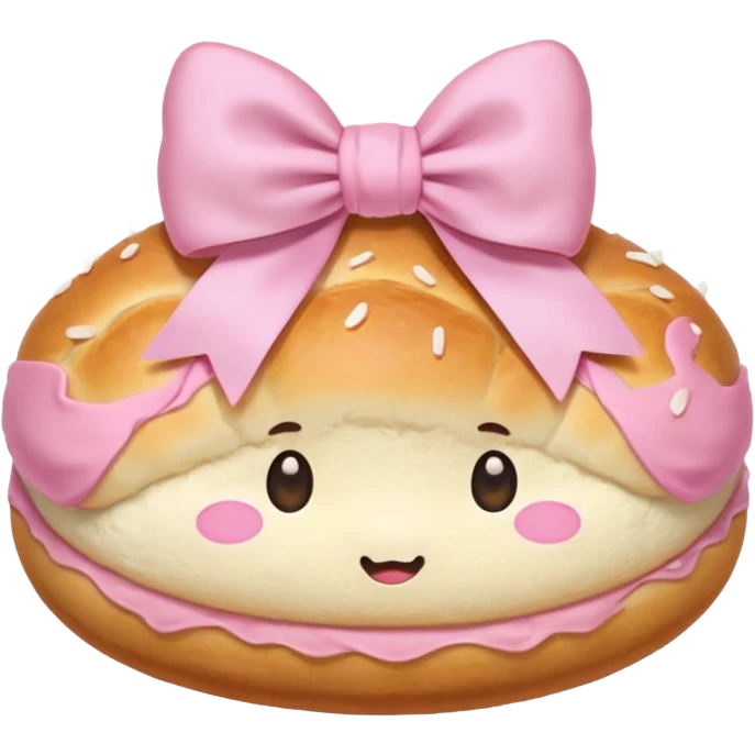Korean salt bread 3s with pastel pink bow emoji