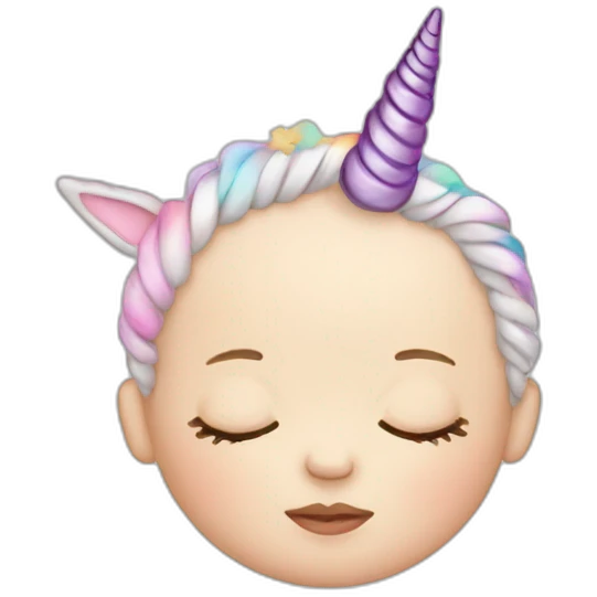 Sleeping white Newborn with unicorn headband emoji