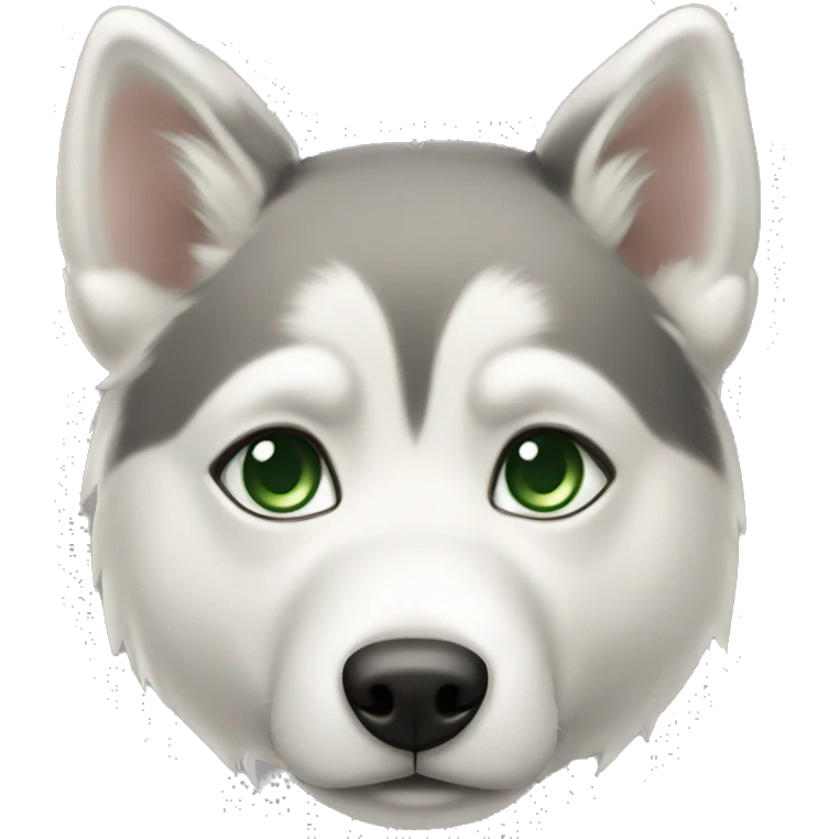 Husky complete cream white colored with green eyes emoji