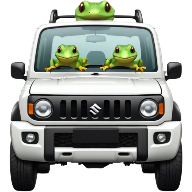 white suzuki jimny with gecko motifs emoji