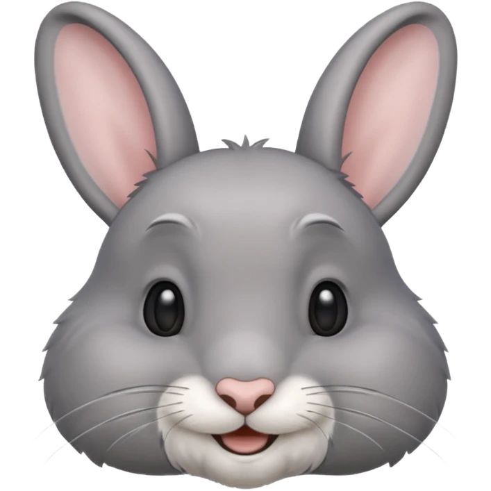 Head of a grey rabbit, smilling
 emoji