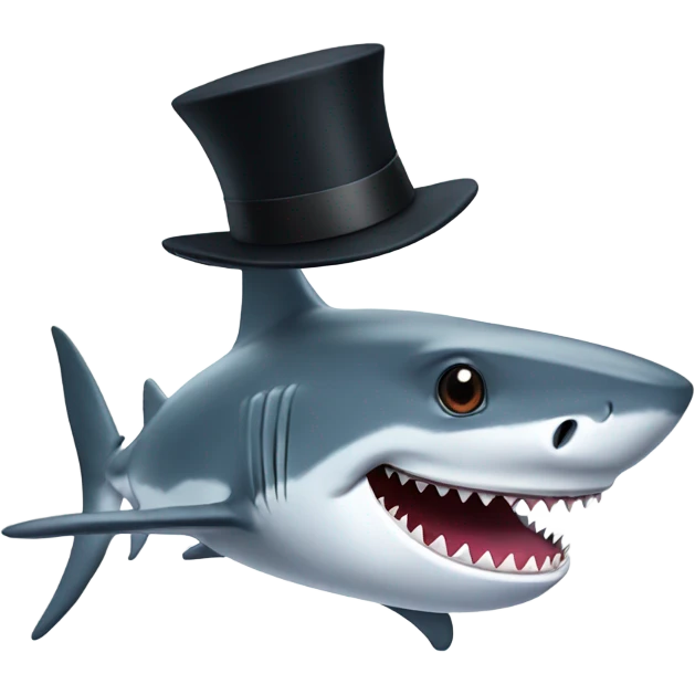 Shark with a top hat emoji