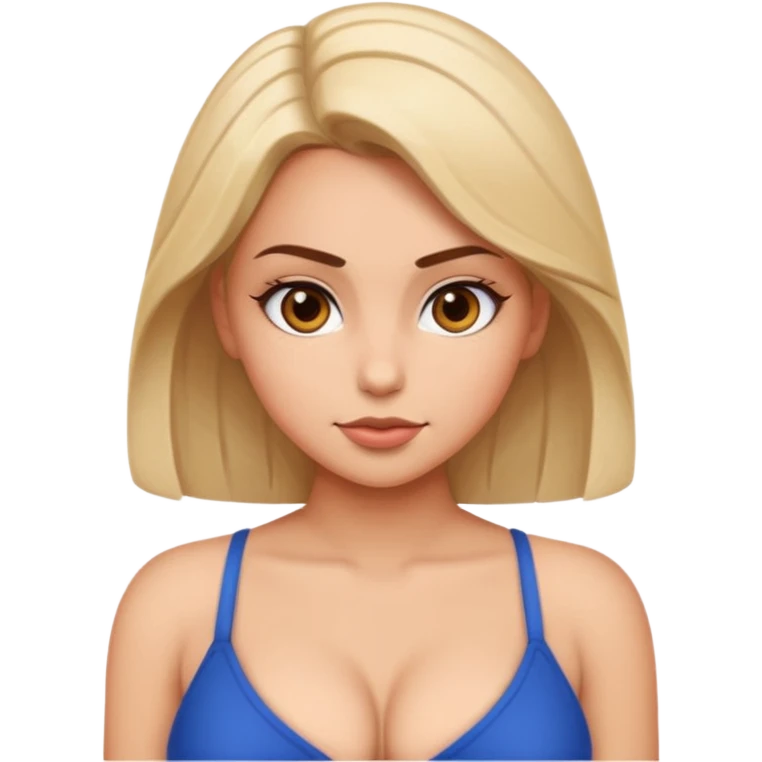 sexy girl with visible cleavage, confident pose emoji