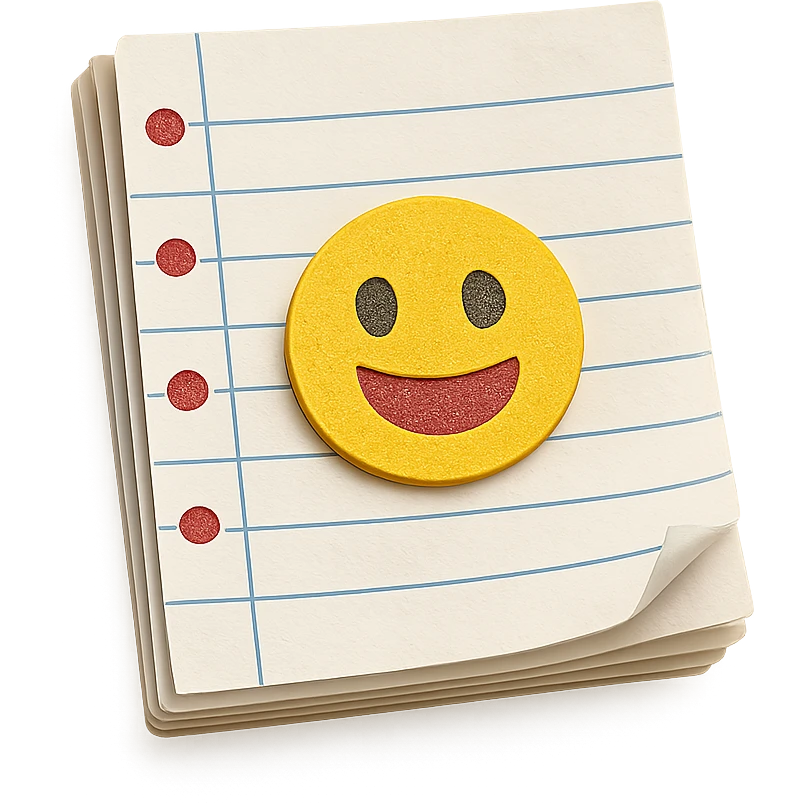 a stack of lined notebook paper, slightly curled edges, minimal style emoji