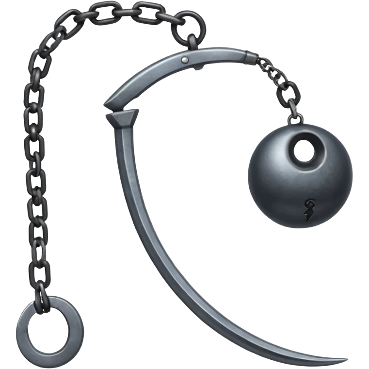 make japan weapon named "kusarigama" like hoe with chain and metal ball at the end of chain emoji