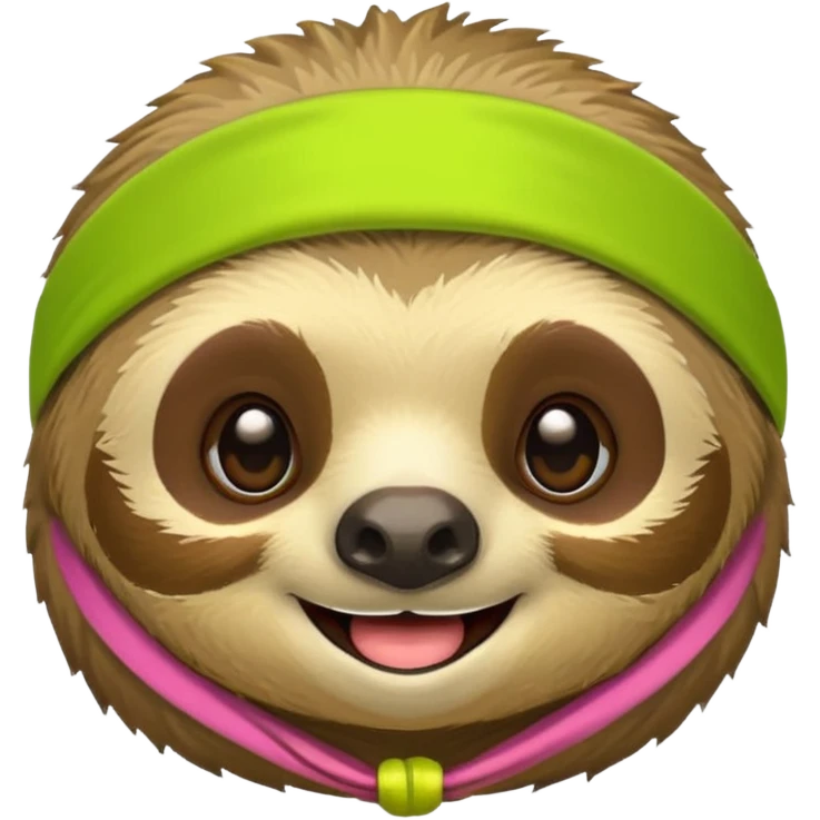 a sloth Head with a lime green headband emoji