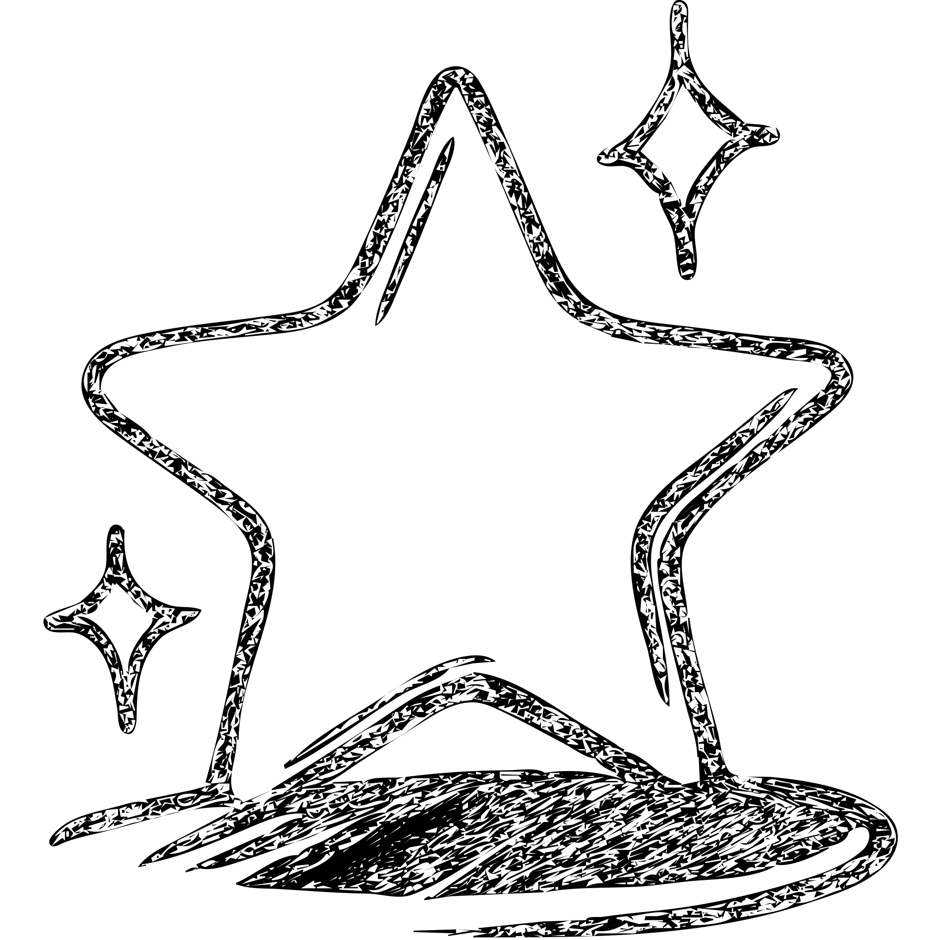 hand-drawn outlined icon of a small bright star on a glossy black vehicle surface, subtle reflections, clean and modern emoji