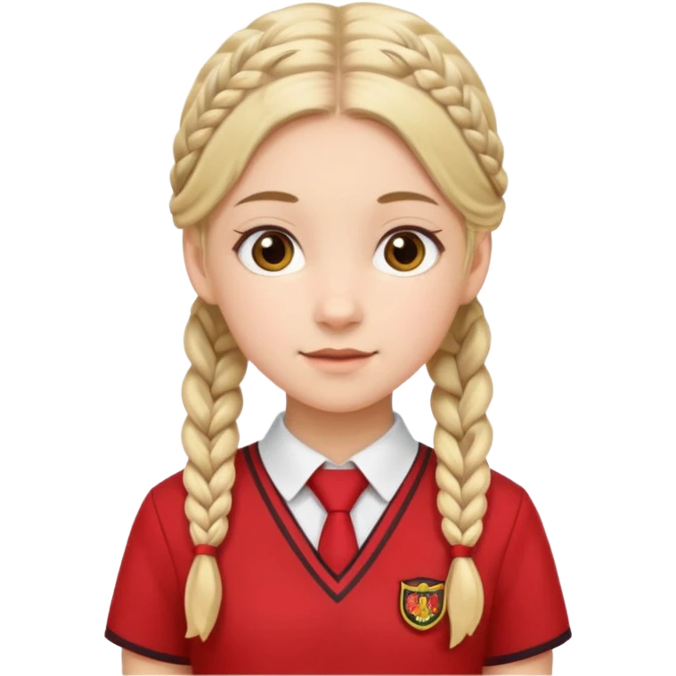 A girl with two braids and school red uniform  emoji