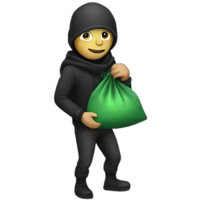 Thief with bag with money emoji