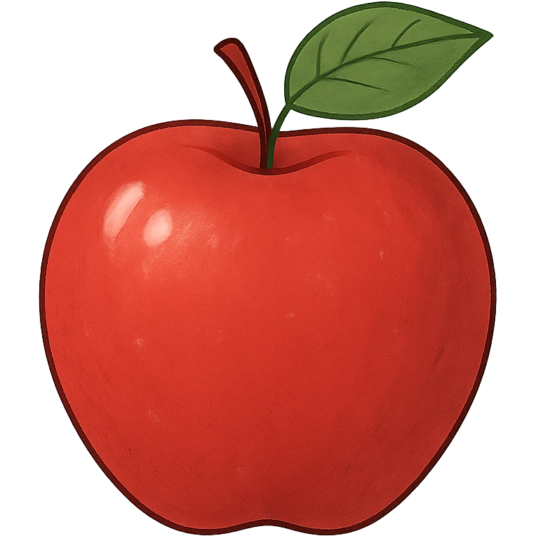 red apple, digital illustration emoji