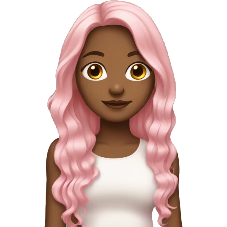 Light Pink long hair brownskin girl emoji