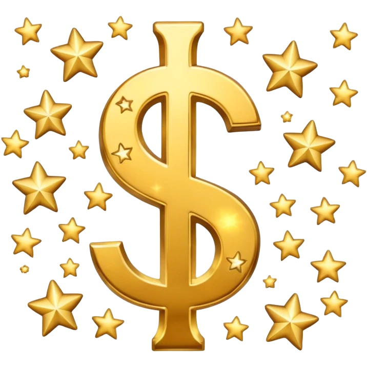 united states dollar sign with stars and hearts and sparkles emoji