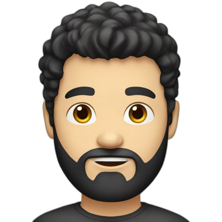 Young white man with a full beard and black mullet haircut emoji