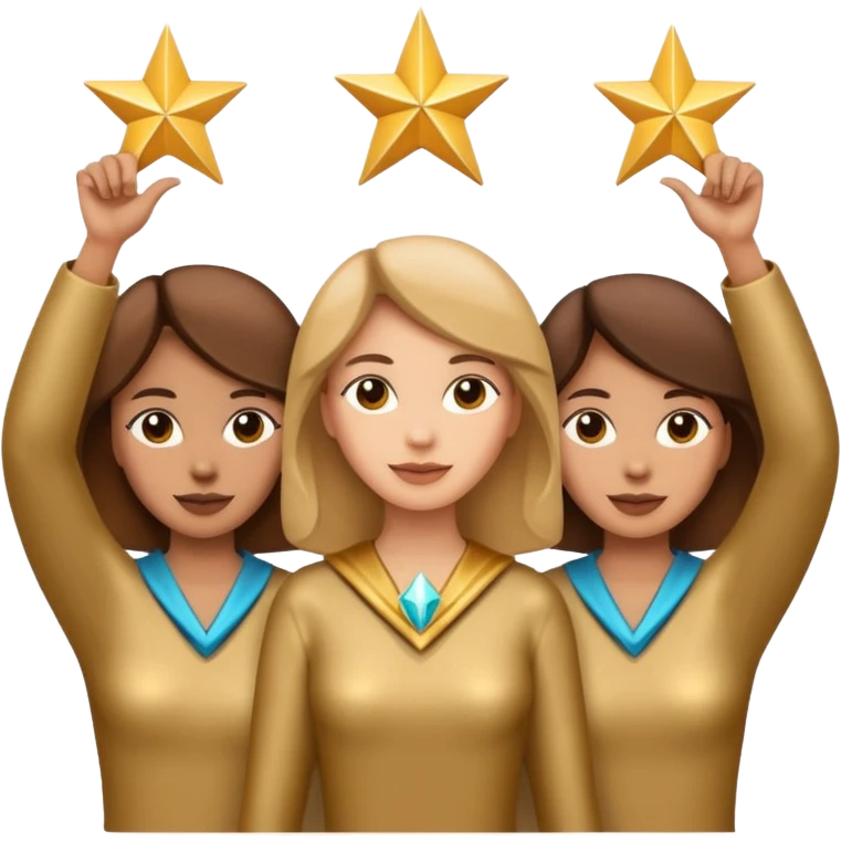 bronze women holding up 3 stars in a triangle emoji