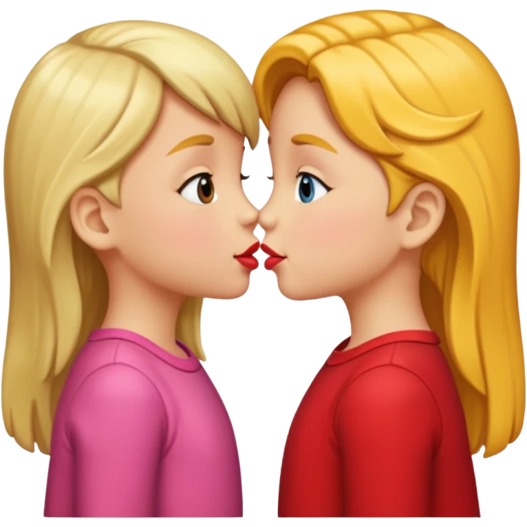 two 5 year old gals about to kiss on the lips emoji