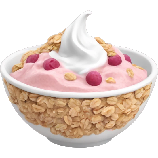 pink yogurt in a bowl with oats on the side emoji
