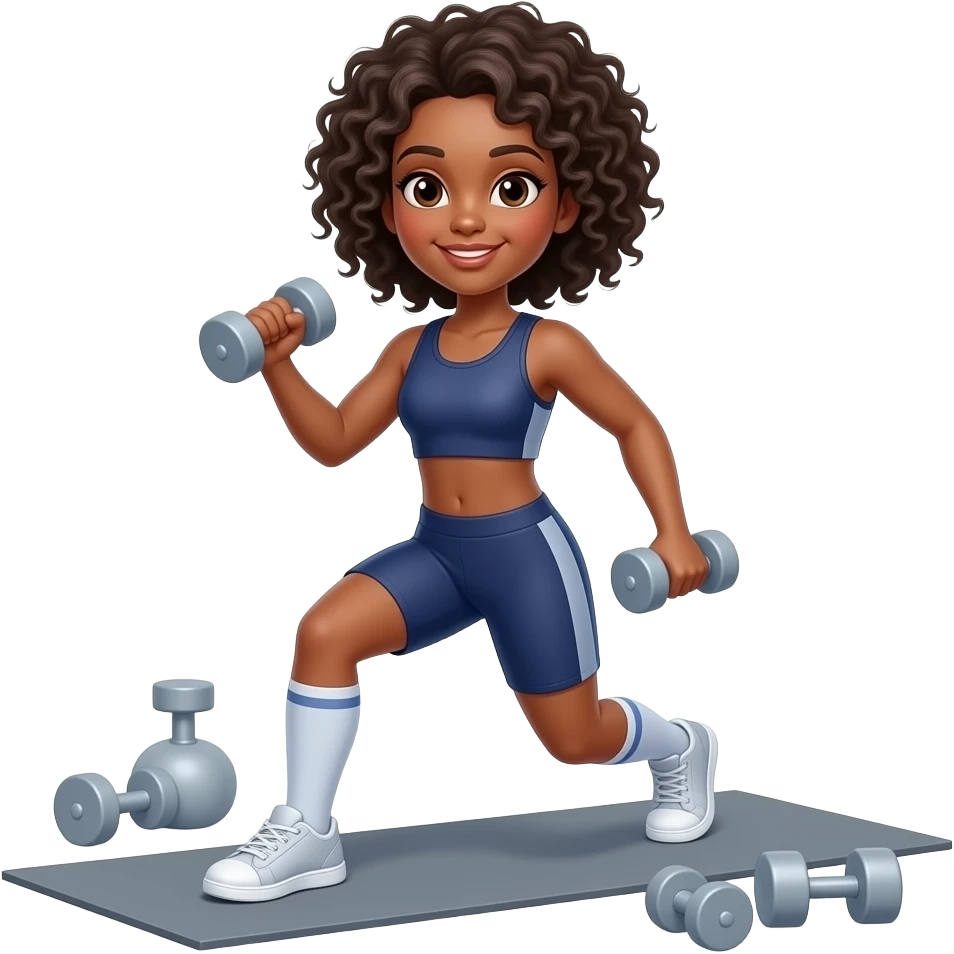black women with curls working out emoji emoji