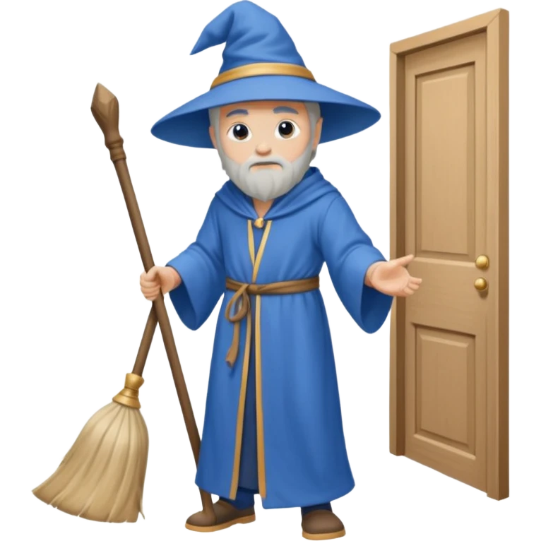 a wizard working hard sweeping his stoop emoji