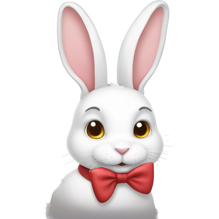 white rabbit with a bow emoji