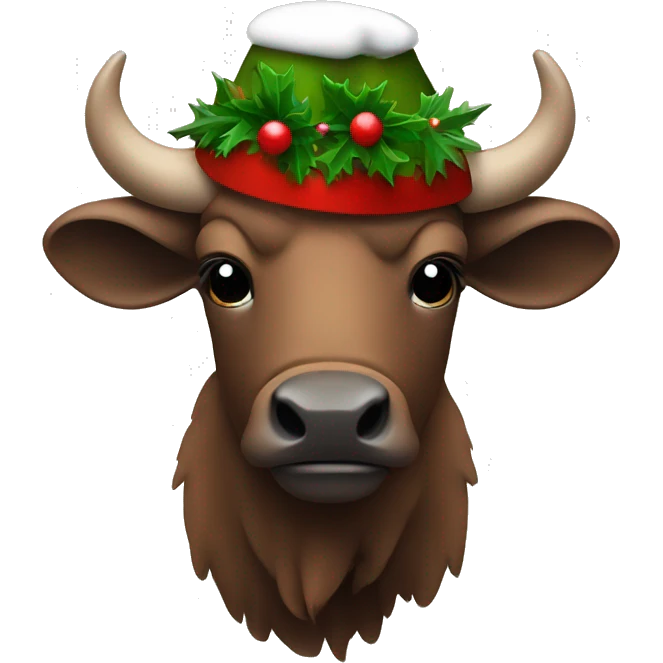 Bison avec un bonnet de Noël  emoji