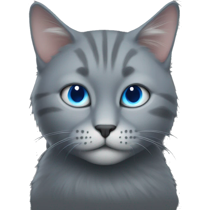 Make  cat in dark grey fur with blue eyes, Athat has a text box above its head with letters R I P emoji