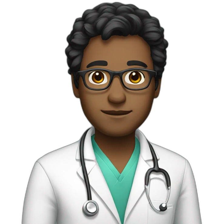 doctor glasses black hair emoji