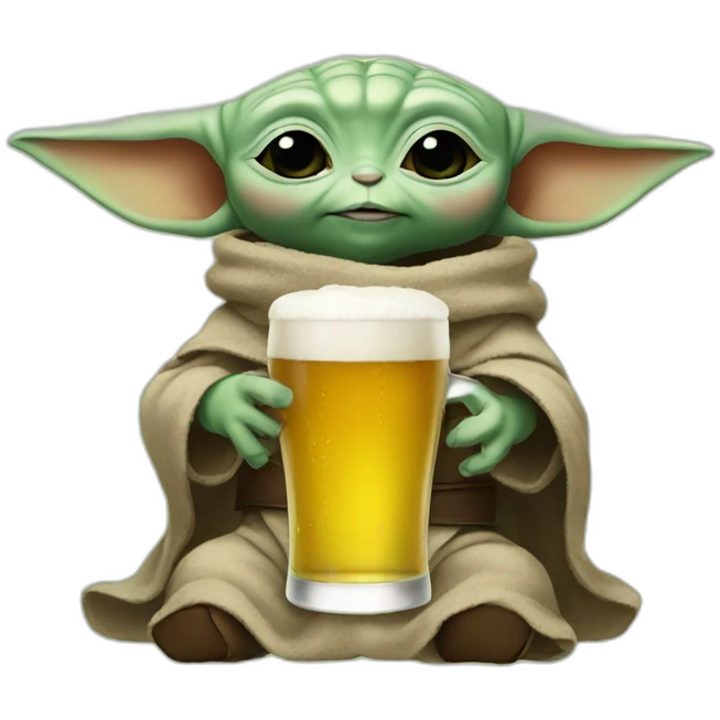 baby yoda drinking a beer emoji