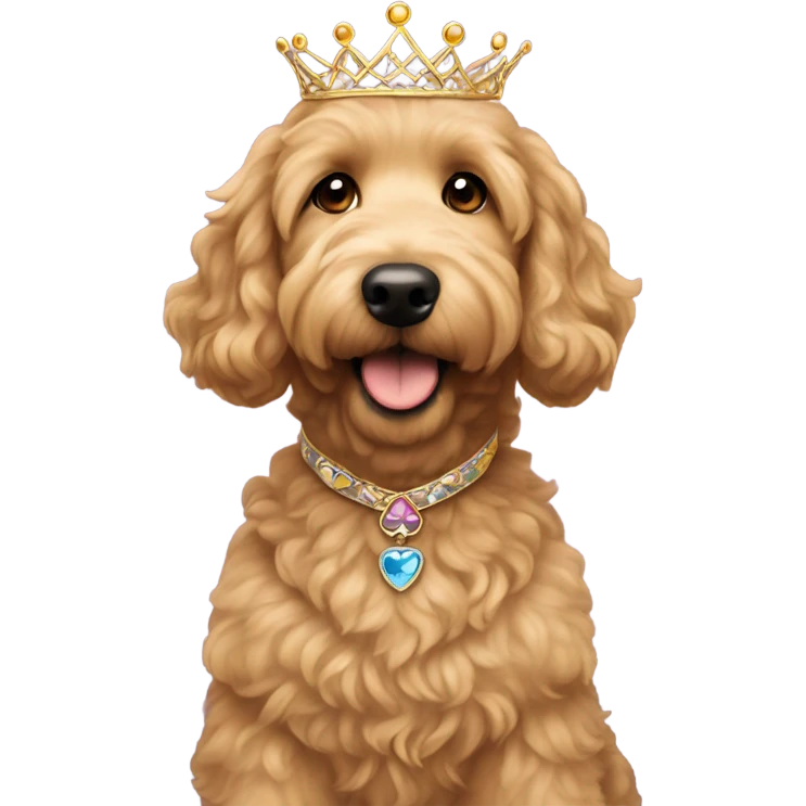 Tan Golden doodle tiara princess emoji