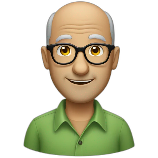 mid aged balding jewish man in rectangular black glasses and green button up shirt emoji