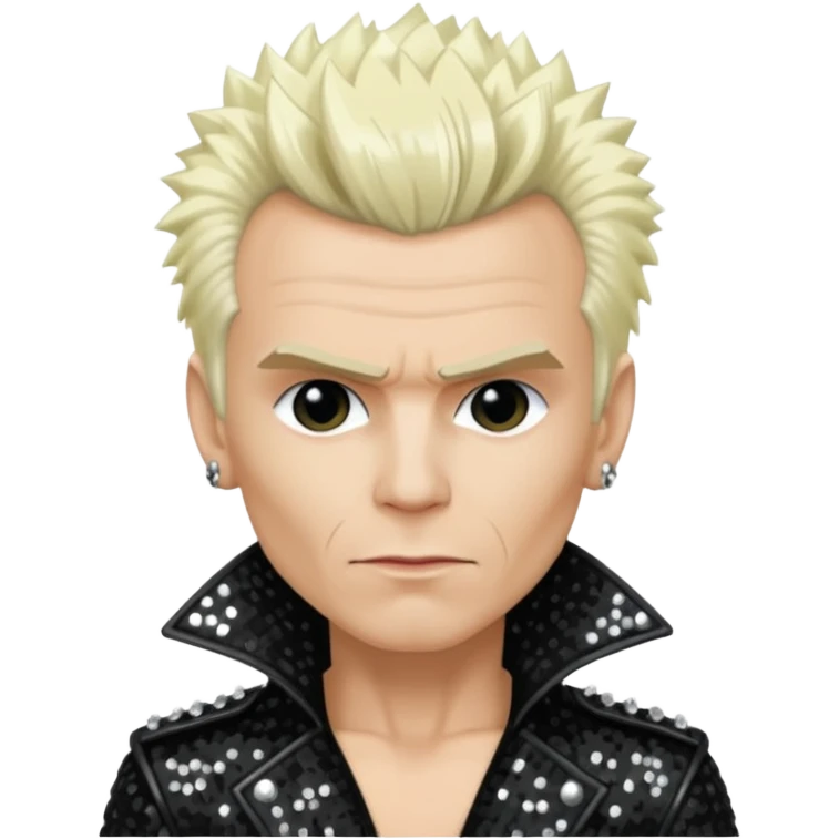 Billy Idol with platinum blonde hair, black sequin outfit emoji