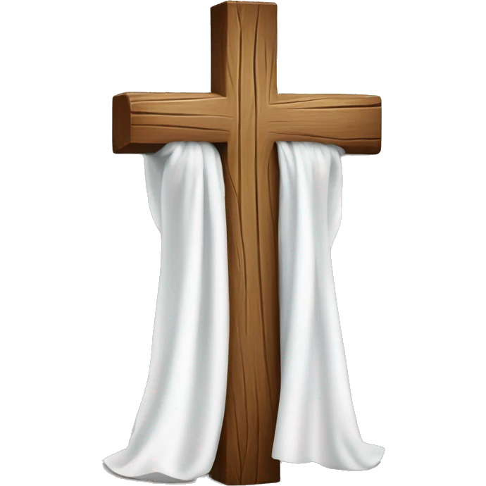 Wood cross with a white cloth draped on it emoji