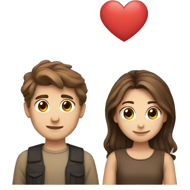 Brown hair boy with brown hair girl in love emoji