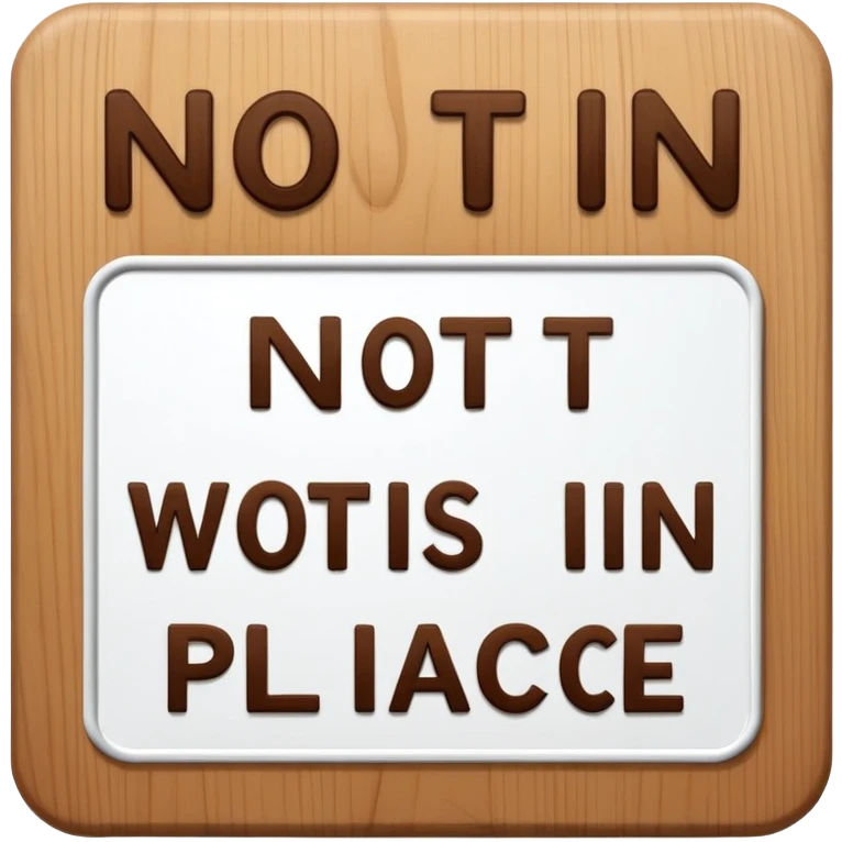 The sign with the inscription : Not in place is brown and white emoji