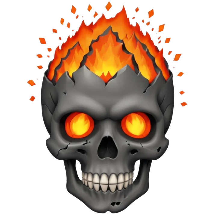 Skull who's upper side is exploded with an volcano eruption in his mind emoji