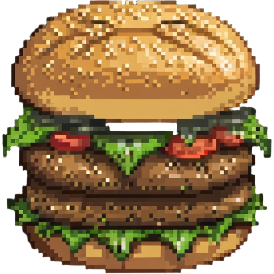 pixel art of sesame seeds on a burger bun emoji