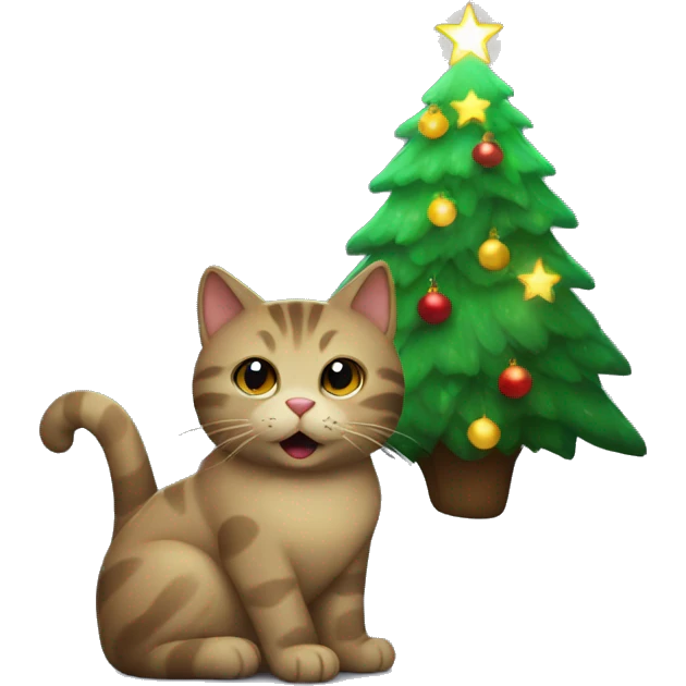 Cat with Christmas tree glowing in the dark  emoji