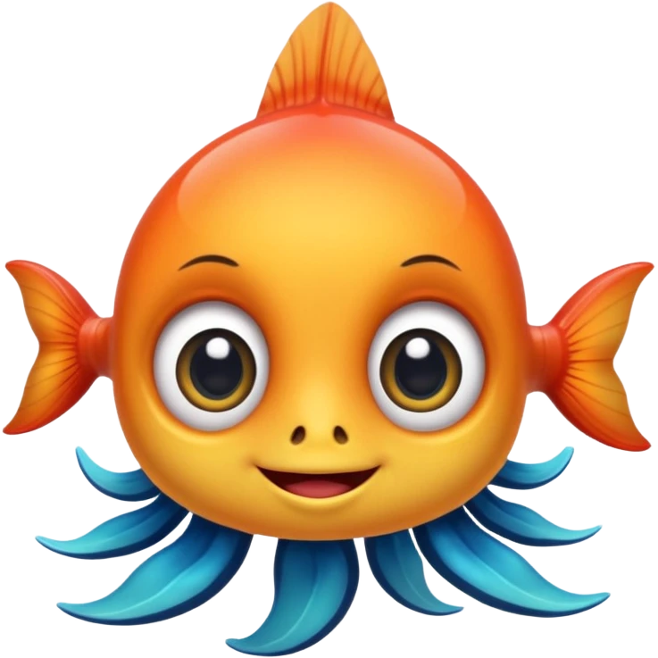 cute underwater creature, cartoon style, big eyes, friendly smile, colorful emoji