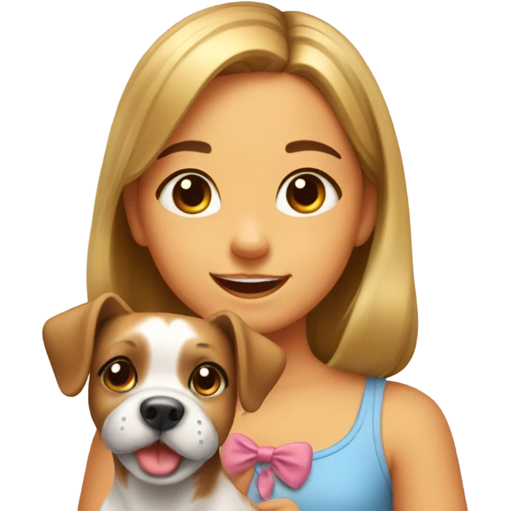 Cute girl with a bow and a dog emoji