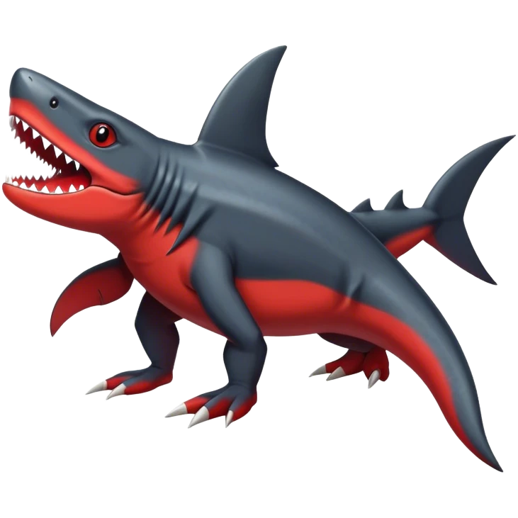Cute cool black red nargacuga-shark -lizard-animal-hybrid Fakemon full body emoji