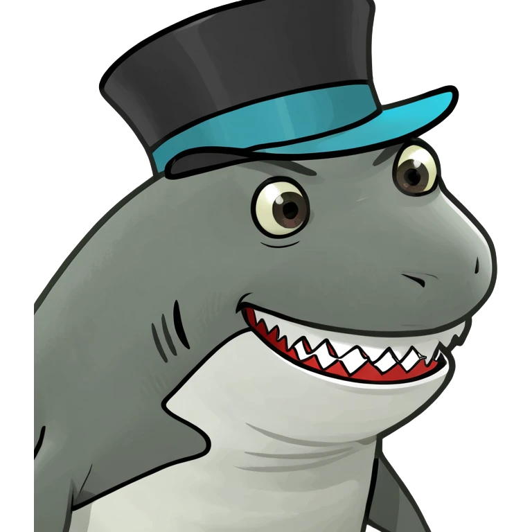 Shark with a top hat emoji